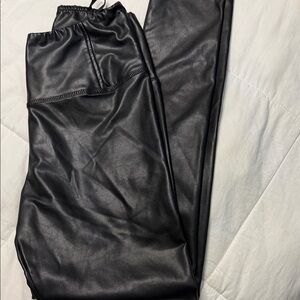miami Black Faux Leather Jogger Pants